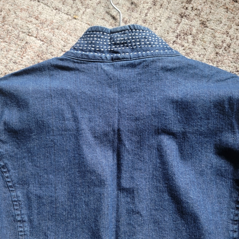 Eileen Fisher Open‎ Front High Collar Soft Denim Jacket Small - Picture 7 of 13